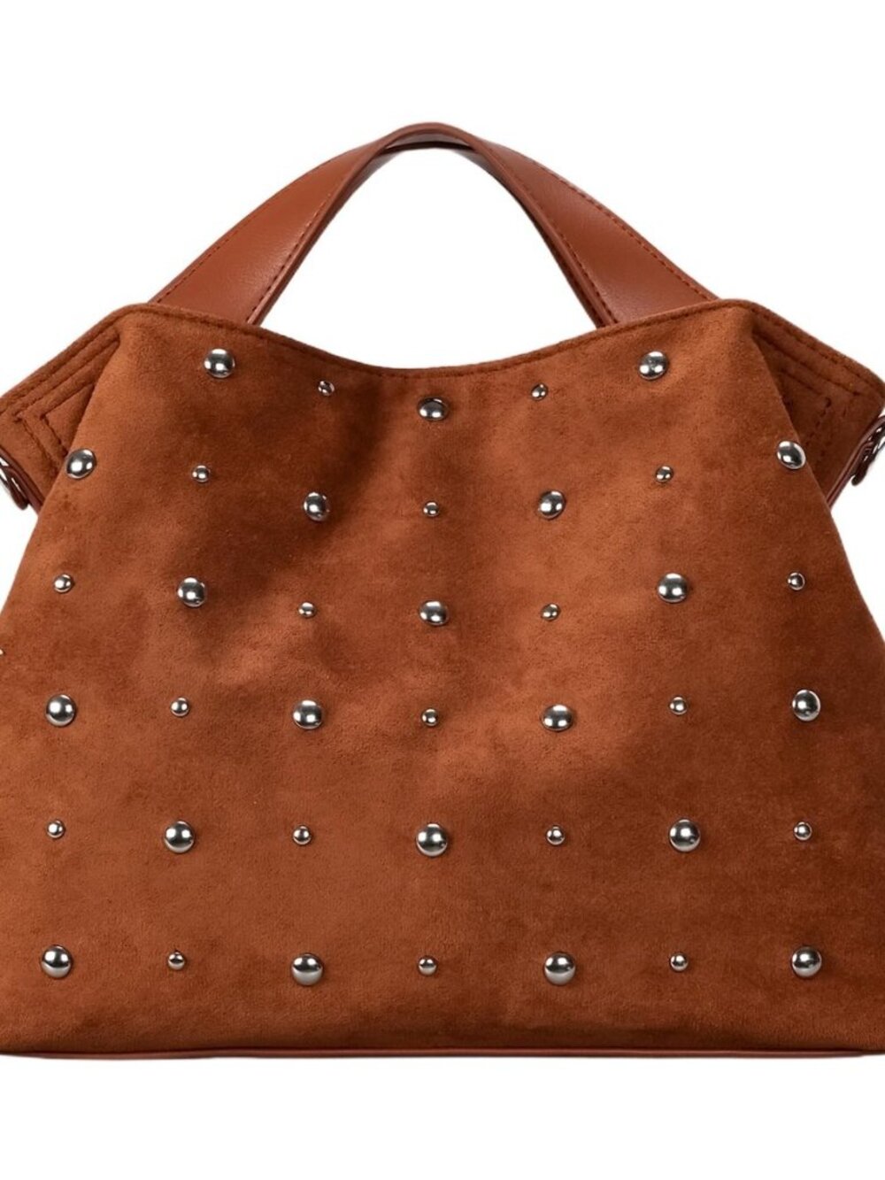 Suede Purse for Women Trendy Vintage Faux Suede Tote Bags Studded Crossbody